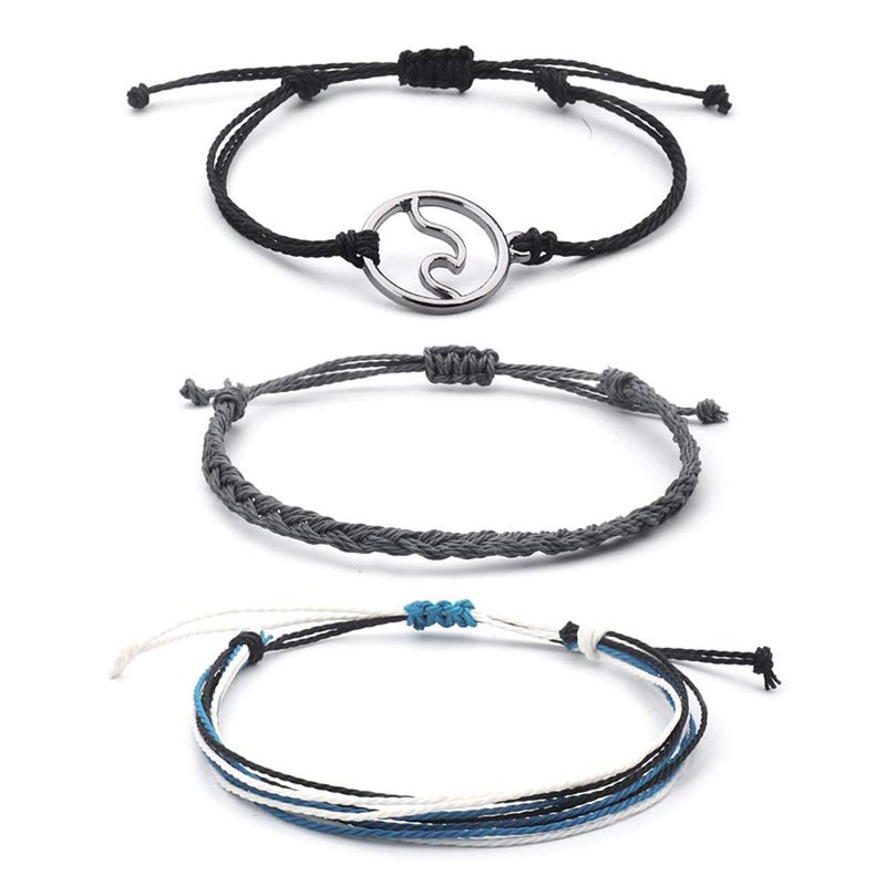 Softones VSCO String Wave Bracelets for Women Handmade Colorful Waterproof Adjustable Braided Beach Bracelet Set for Women